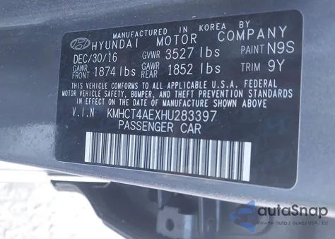 2017 Hyundai Accent Se z USA, uszkodzony, nr VIN KMHCT4AEXHU283397